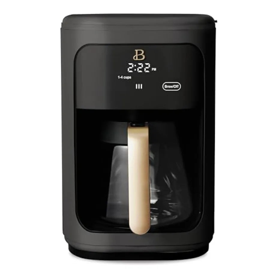 14-Cup Programmable Coffee Maker with Sleek Black Sesame Design and Touch Display for Home and Office Use Offers Customizable B