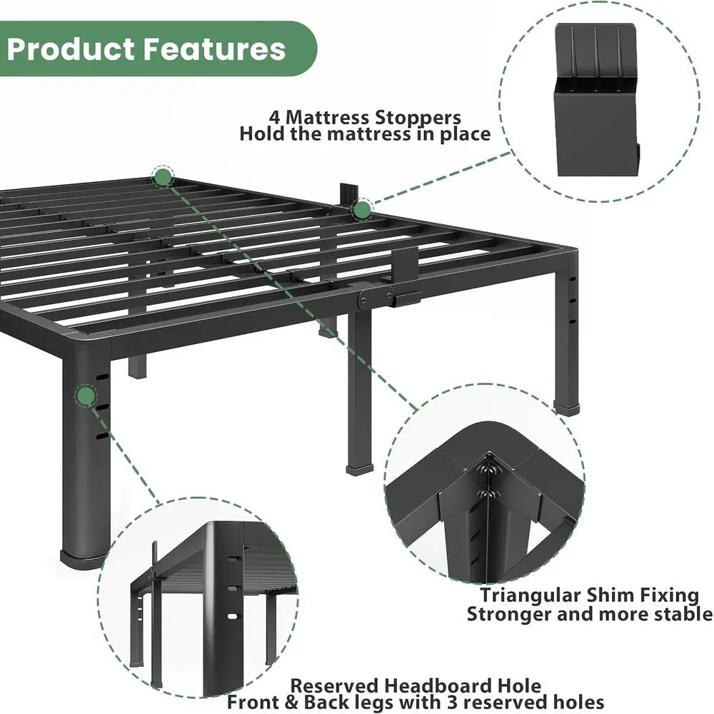 14 Twin XL Metal Bed Frame with Round Legs, 3,500 lbs Capacity, Easy Assembly, No Box Spring Needed