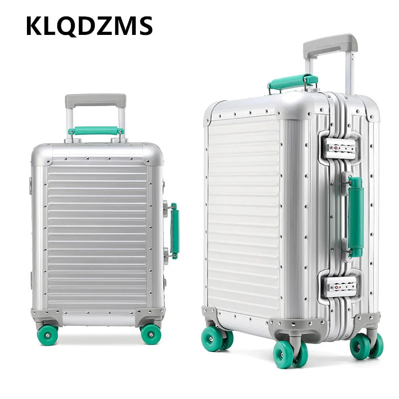 KLQDZMS New Suitcase All Aluminum Magnesium Alloy Boarding Box Men's Business Trolley Case 20"24 Inch Travel Bag Luggage