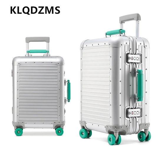 KLQDZMS New Suitcase All Aluminum Magnesium Alloy Boarding Box Men's Business Trolley Case 20"24 Inch Travel Bag Luggage