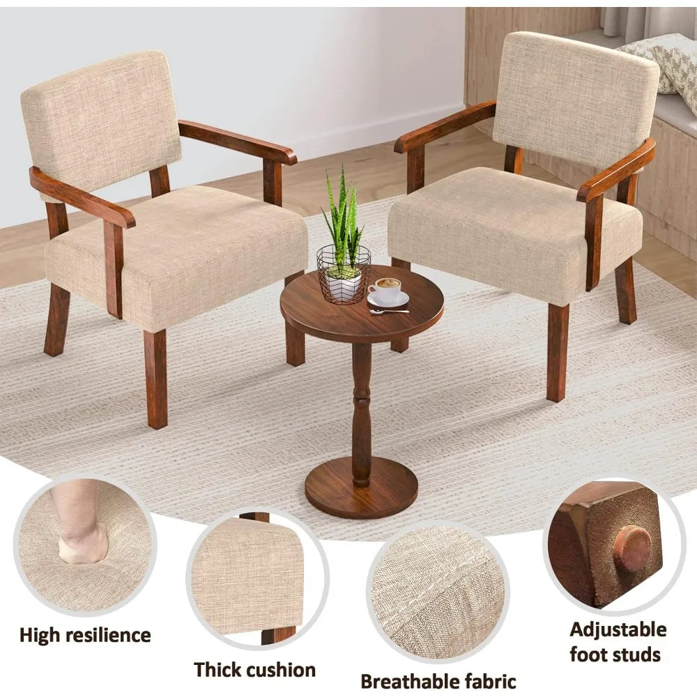 accent chair set of 2 with table, living room chairs with soft seat and armrests for living room bedroom reading room waiting ro