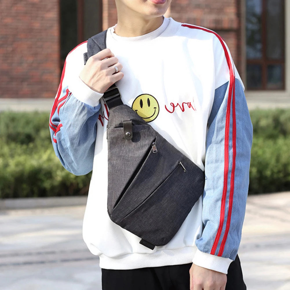 Mens Fashion Chest Bag Travel Crossbody Bag Large Capacity Simple Sling Bag Anti Theft Bag Adjustable Strap Waist Pack