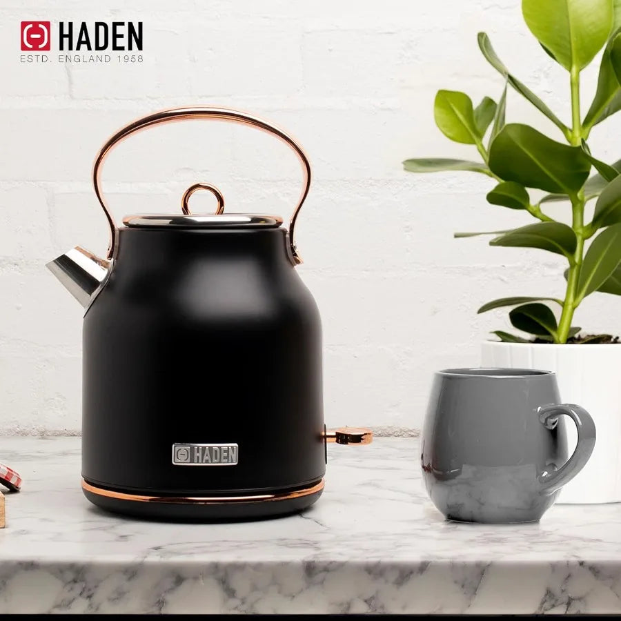 Heritage 1.7 Liter Stainless Steel Electric Water Kettle Bundled with 2 Slice Wide Slot Stainless Steel Toaster Black Copper