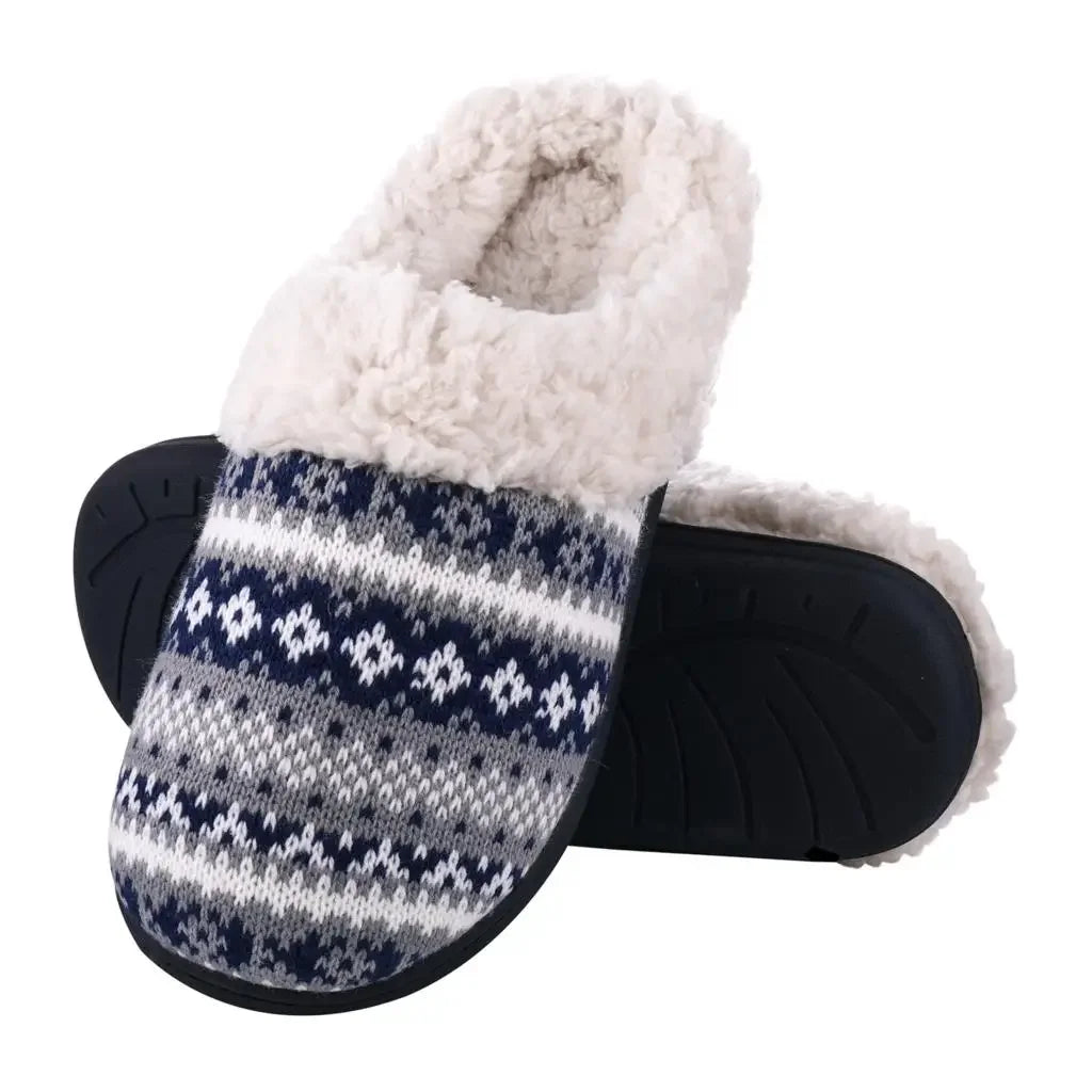 Evshine Men Soft Mules Slippers Non-Slips Cotton Shoes Large Size Flat Slides Men And Women Winter Warm Shoes For Indoor Outdoor