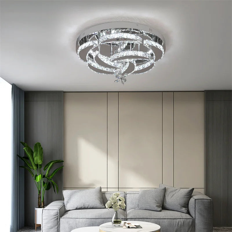 Crystal Ceiling Lamp Led Chandelier Modern Penadant Lighting Fixture For Living Dining Room Bedroom Decorate Lustre RC Dimmable