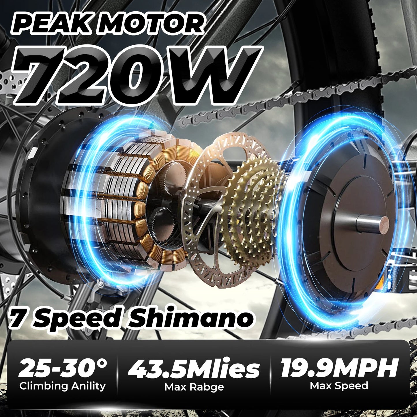 Electric Bike 26" Peak 750W 20Mph 7-Speed Front Ebike Suspension With Break Lcd Display Electric Bicycle For Adult