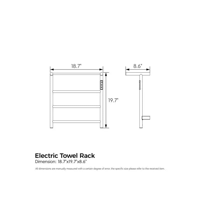 Heated Towel Rack with Shelf, 3-Bar Wall-Mounted Towel Warmer for Bathroom, Touch Screen Timer, 304 Stainless Steel,