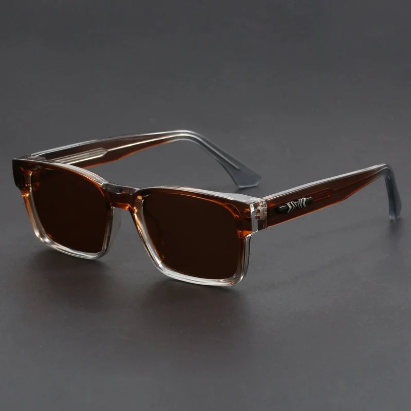 Fashionable Retro Square Black and Leopard Print Full Frame Anti-Uv Sunglasses for Men Japanese Simple Literary Style Shades