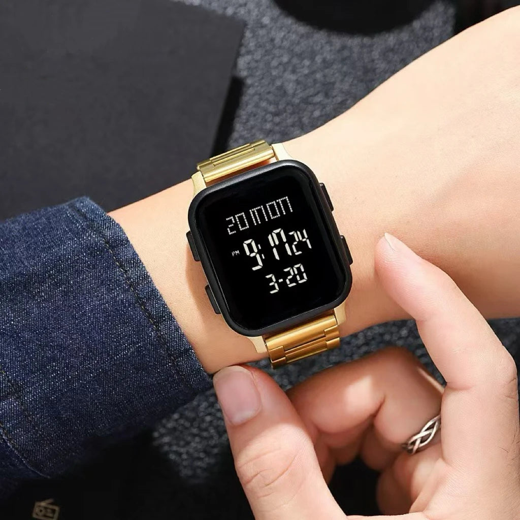 Sport Watches for Men Waterproof Digital Electronic Stainless Steel Clock Led Display Wristwatches Men Reloj Hombre