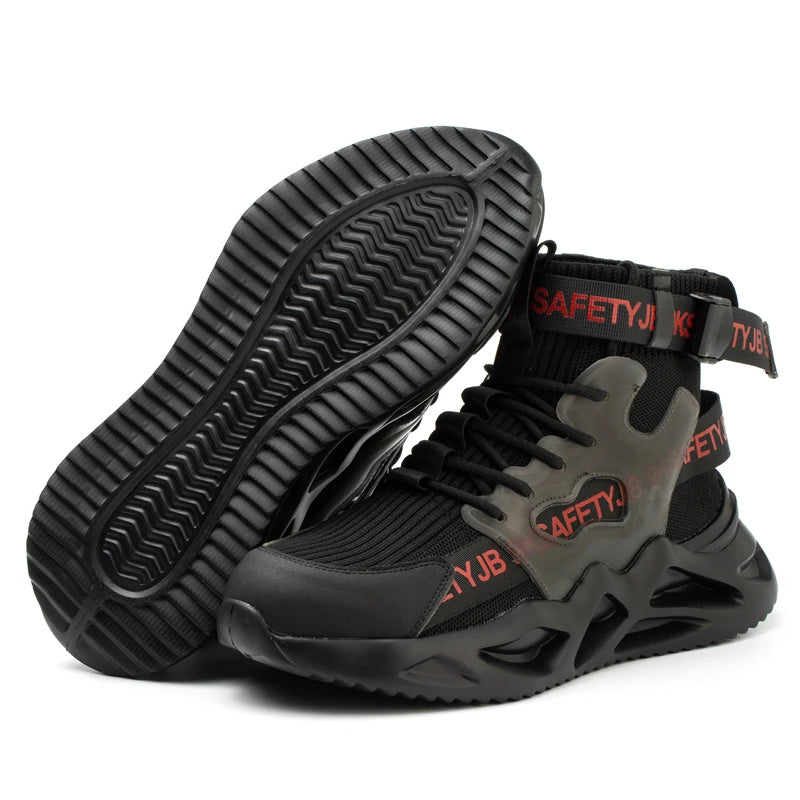 Safety Shoes Steel Toe Boots for Men Comfortable Adjustable Work Sneakers Anti shock Anti-Drop Work Shoes Non Slip Hiking Boots