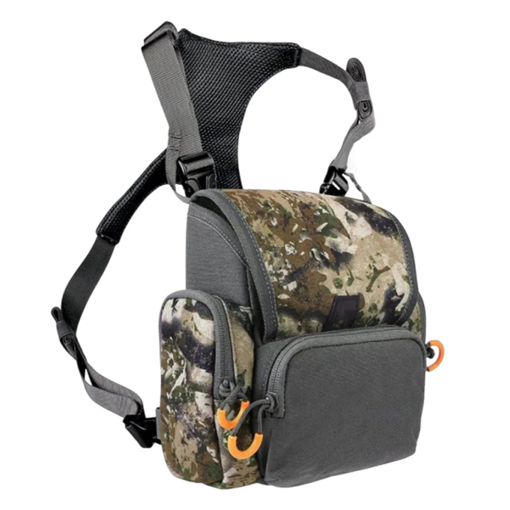 Binocular Harness Chest Pack with Rangefinder Pouch & Rain Cover Adjustable Large Capacity Bino Case for Hunting