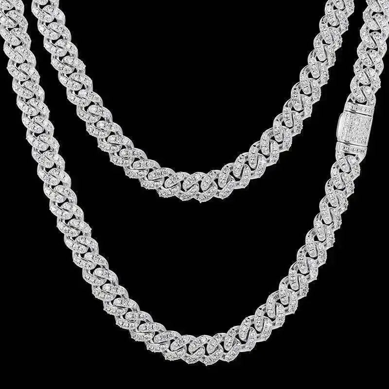Low Price 8mm 1 Row Vvs Moissanite Iced Out Cuban Link Chain Hiphop Jewelry 925 Sterling Silver Lab Diamond Necklace Men Women