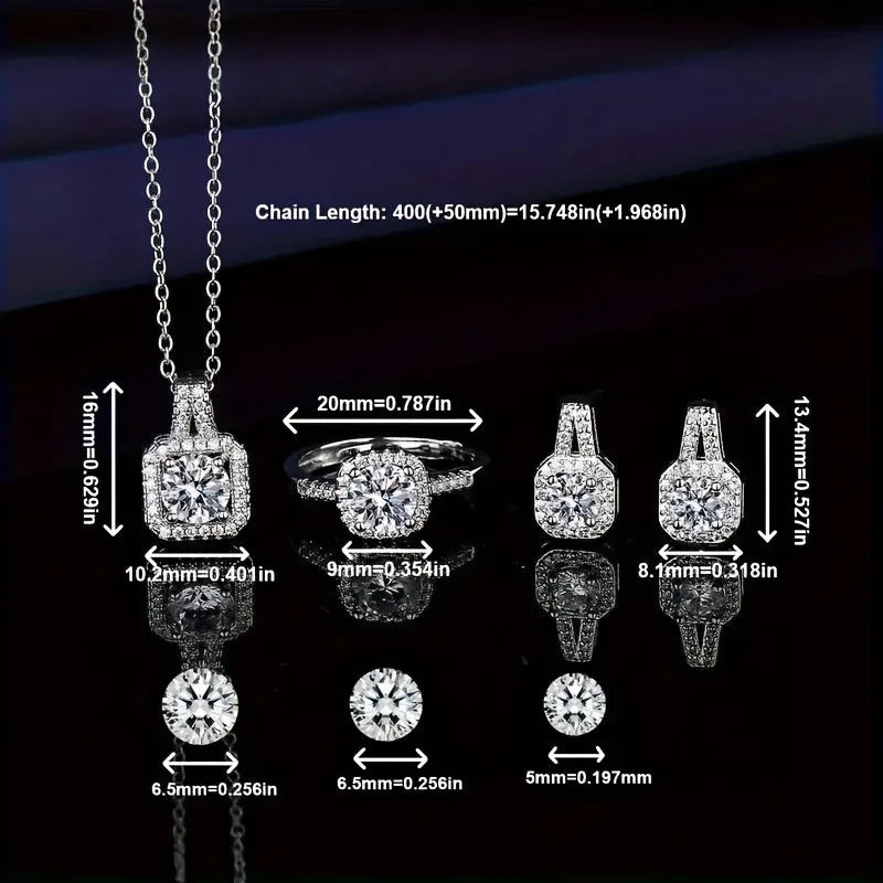 S925 Sterling Silver Natural Stone Earrings Set Necklace