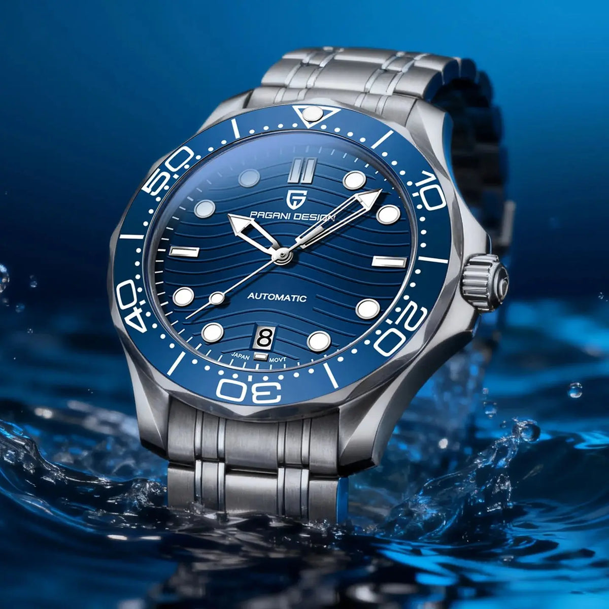 PAGANI DESIGN 2025 New V2 Waves Men's Watches 200M Diving Automatic Watch For Men AR Sapphire crystal Mechanical Wrist watch Men