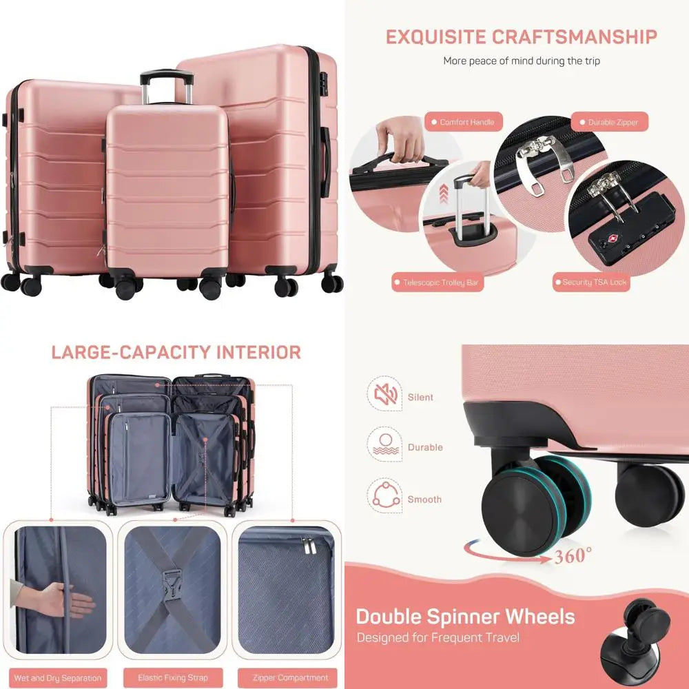 Pink 20-24-28 Inch Travel Luggage Sets for Women with Stylish Design and Durable Quality