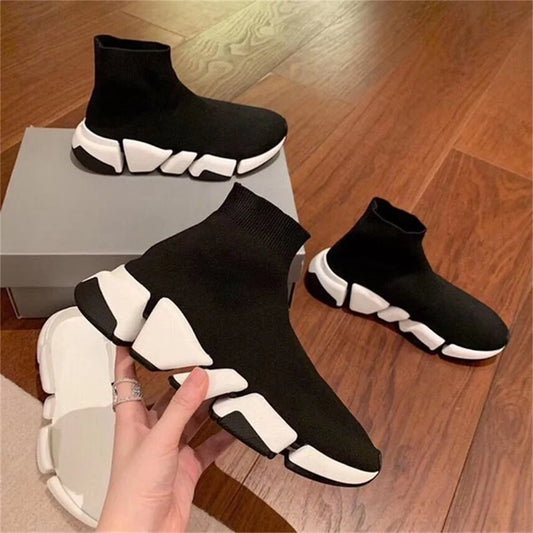 Hot Black High Top Women Socks Shoes Sneakers Breathable Couples Casual Sports Shoes Comfy Platform Sock Sneakers Men