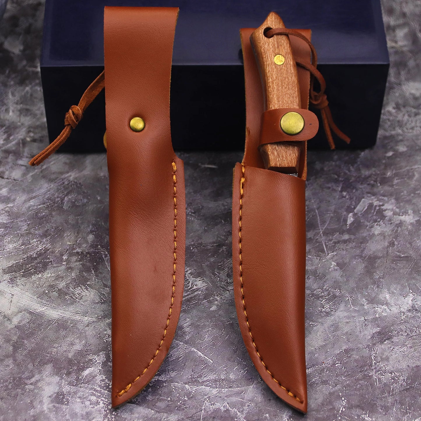 WPKOPYA U.S.A 420C steel (Damascus leather pattern) Camping knife, hunting knife, EDC tool knife