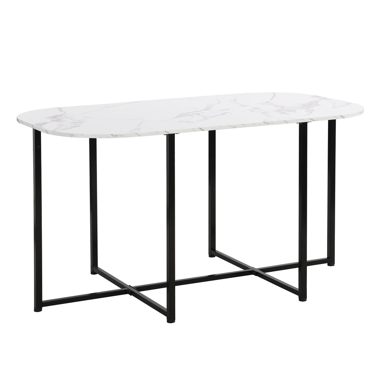 TOPMAX Modern 7-Piece Dining Table Set with Faux Marble Compact 55Inch Kitchen Table Set for 6