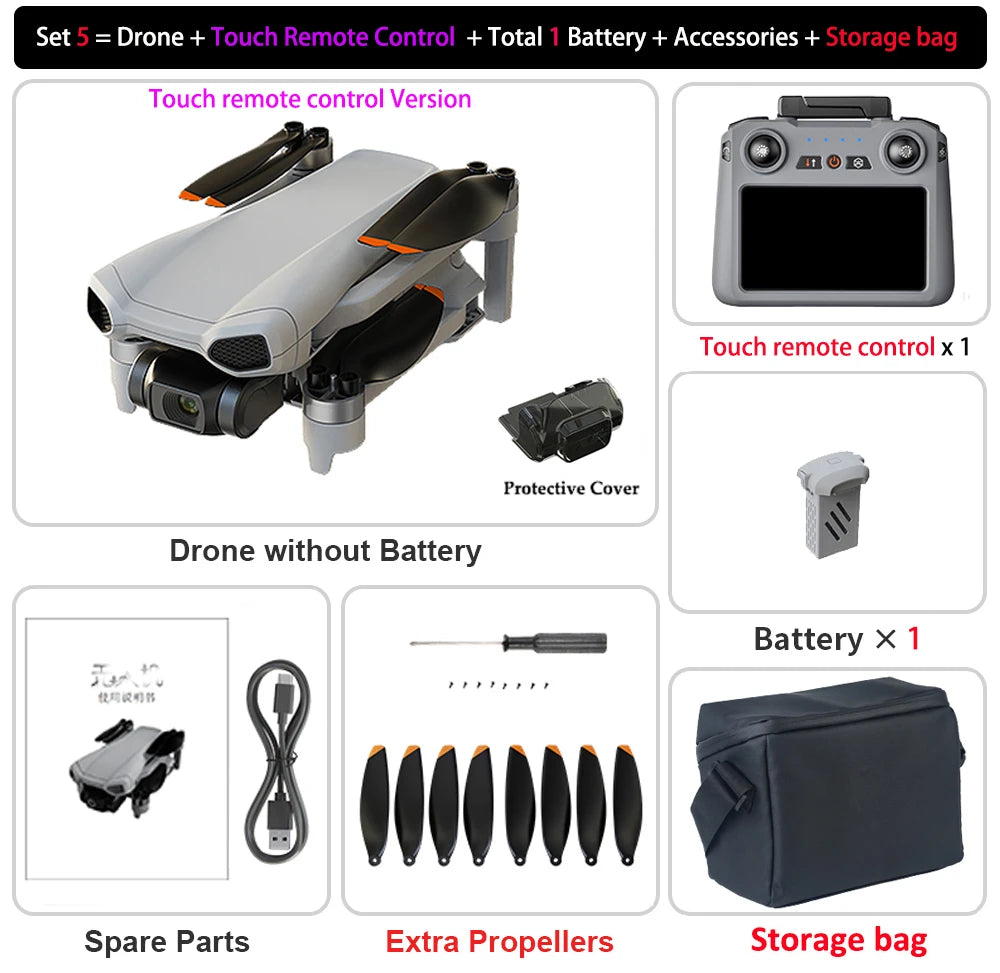 XINLIN XiL 017 Drone 4K HD Camera 3-Axis Gimbal Touch Screen 249g Ultralight design Brushless EIS Electronic RC Quadcopter Toys