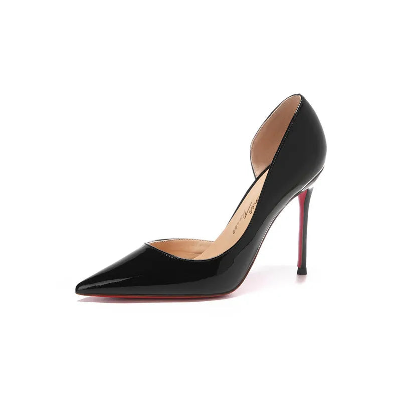 Women's elegant high heels, side empty red sole high heels, pointed slender heels, sexy professional women's shoes