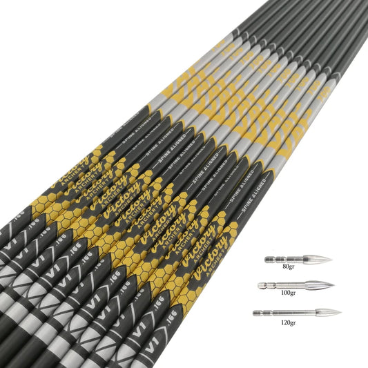 Spine350-1300 V1 Carbon Arrow Shaft for Recurve Compound Bow and Arrows, Shooting Accessories ID4.2mm 12Pcs