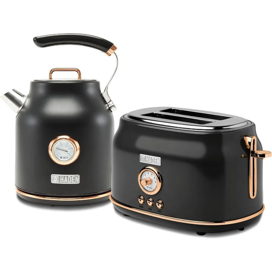 1.7 Liter Stainless Steel Electric Kettle with 360Degree Rotating Base and 2Slice Wide Slot Stainless Steel Toaster in Black Co