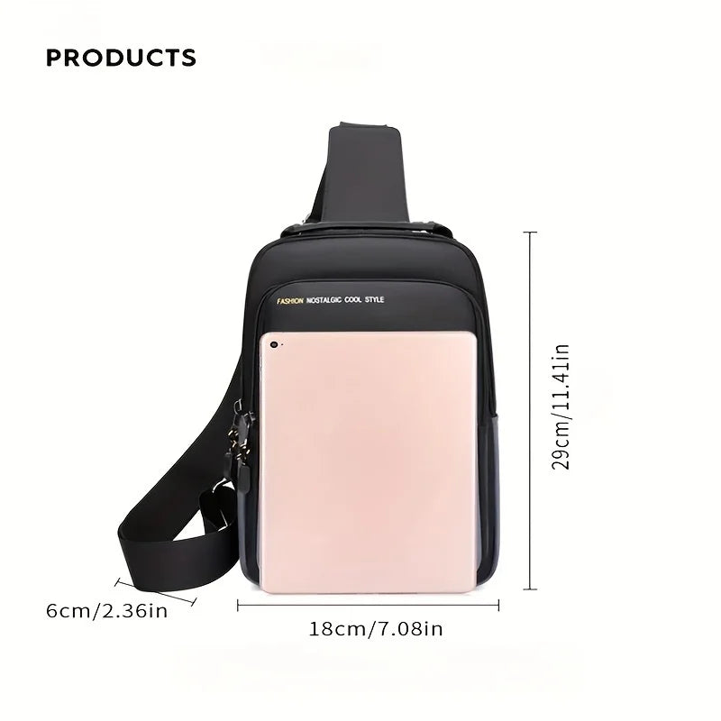 1pc Men's Casual Crossbody Bag, Fashion Sports Travel Oxford Cloth Sling Bag