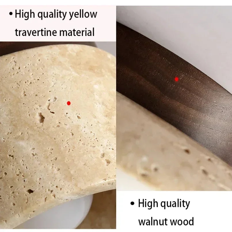 Yellow Travertine Ceiling Light Japanese Wooden Wabi-sabi Style Retro Medieval Cream Foyer Balcony Corridor Elegant Decoration