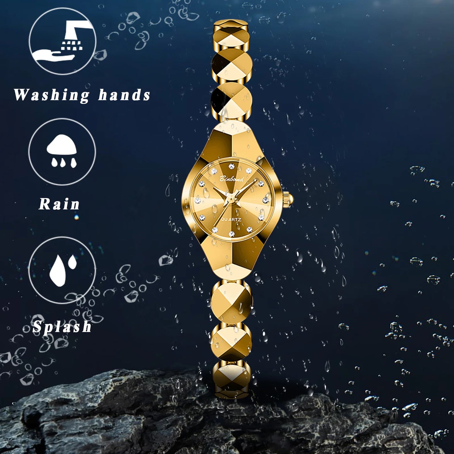 Women Quartz Watch Diamond Case Diamond Scale Waterproof Watch Stainless Steel Strap Elegant Fashion Valentine's Day Watch Gife