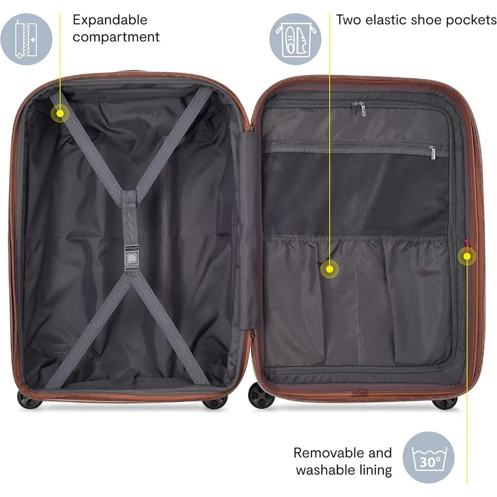 paris hardside expandable spinner luggage set, black, 3-piece (21/24/28)