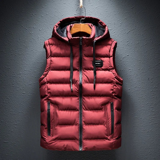 Clothing Men Vest Hooded Windproof New Autumn Winter Sleeveless Jackets For Men Casual Warm Cotton-Padded All-match Waistcoat