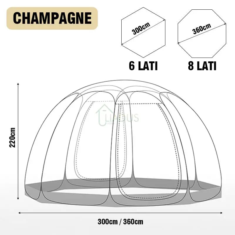 Outdoor Waterproof Transparent Dome Tent for 4-8 People Mushroom Shaped Camping Shelter Ideal for Hiking And Wild Trips