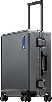 LEVEL8 Zipperless Carry On Luggage Airline Approved with Aluminum Frame, Hard Shell Suitcase with Spinner Wheels, Metal Checked