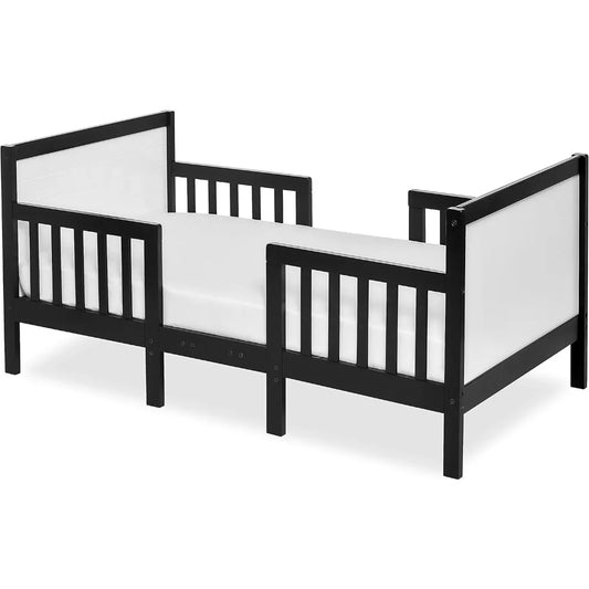 Dream On Me Hudson 3-in-1 Convertible Toddler Bed - Black and White, Greenguard Gold, JPMA Certified, Non-Toxic Finish