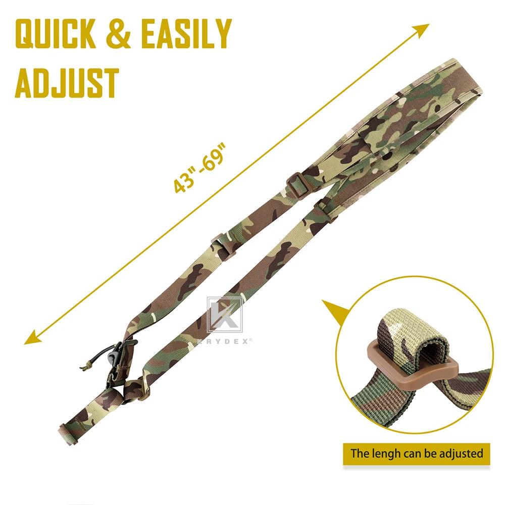 KRYDEX Tactical Rifle Single 1 Point Sling Padded Modular Sub Gun Shoulder Strap For Hunting Outdoor Slingster Accessories