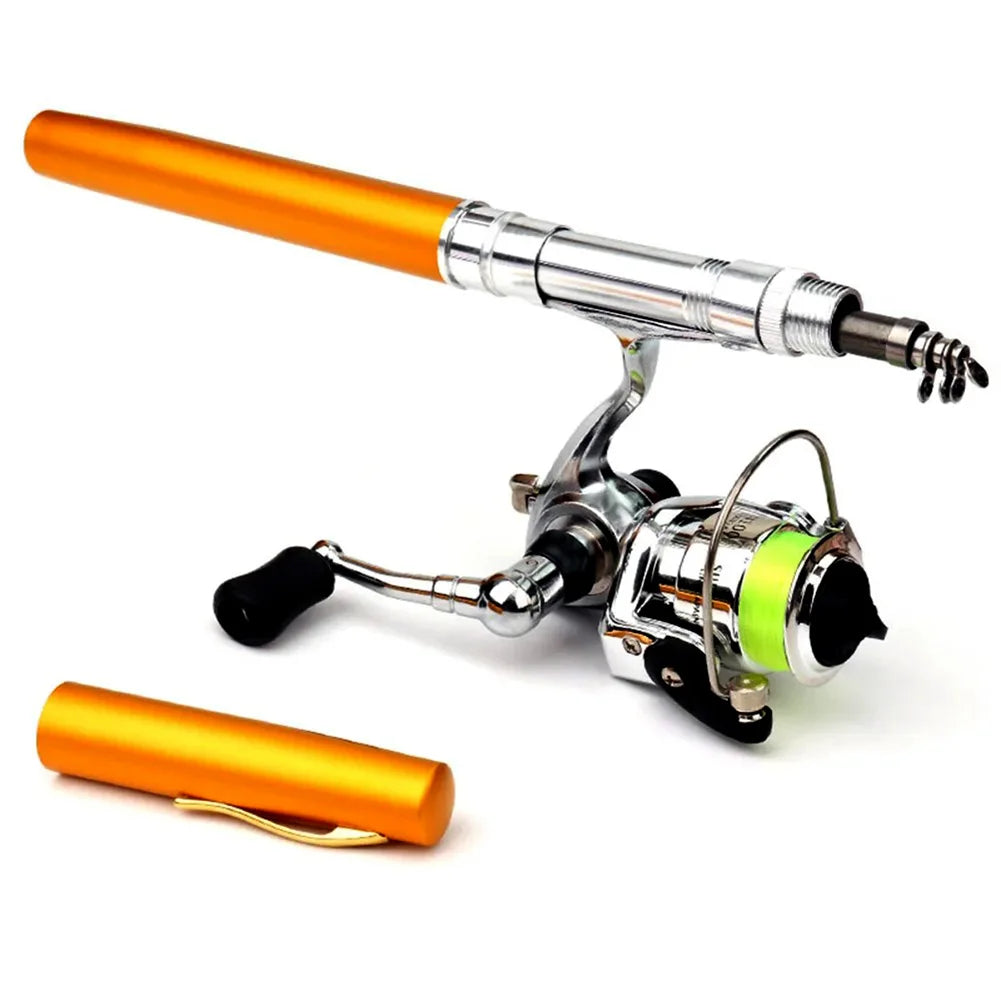 Mini Pocket Pen Fishing Rod Reel Combo Telescopic Fishing Pole with Reel Fishing Rod Spinning Reel Combo Kit for Outdoor Fishing