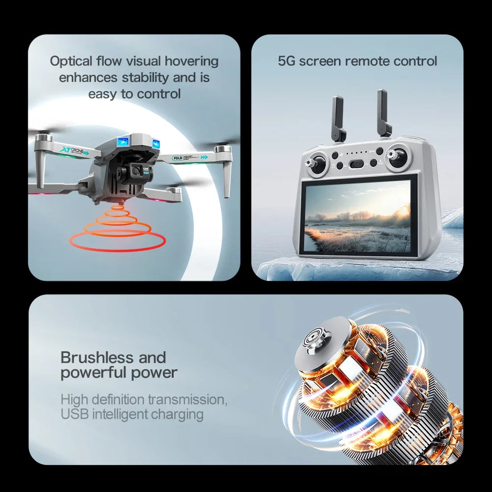 XT709 Drone 4K HD Aerial Photography With Screen GPS Return Folding Intelligent 360° Obstacle Avoidance RC Toy