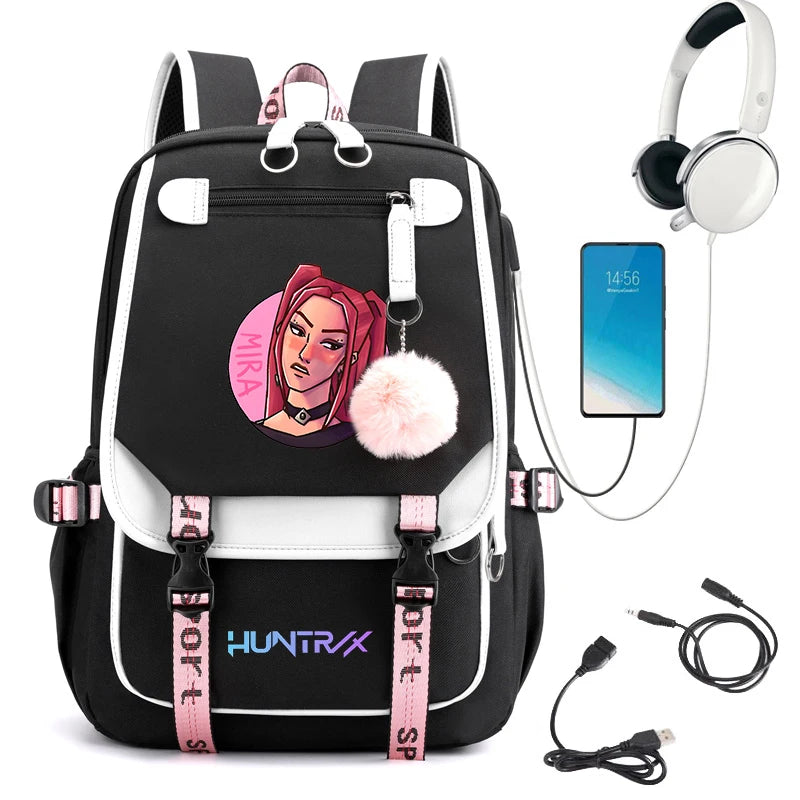 2025 New Fashion Women's Backpack KPop Demon Hunters Usb Travel Rucksack Large Back Pack Mochilas Mujer School Bags for Girls