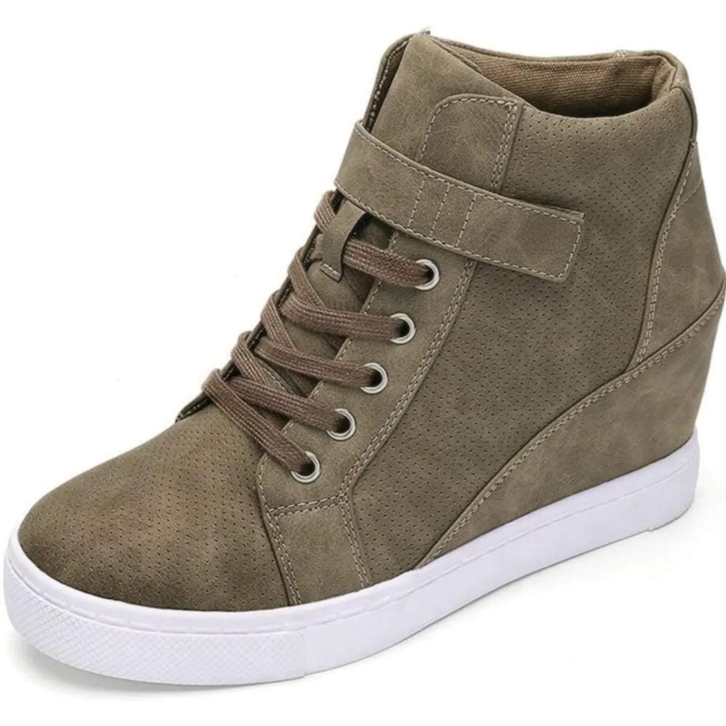 Women's Lace Up Wedge Sneakers High Top Fashion Sneakers Ankle Booties