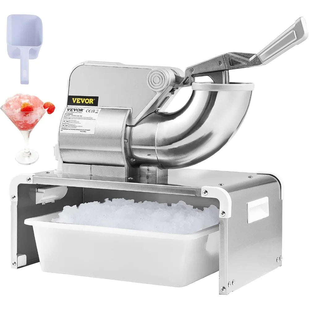 Ice Crushers Machine, 661lbs Per Hour Electric Snow Cone Maker with 4 Blades, Stainless Steel Shaved Ice Machine with Cove