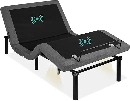 Ergonomic Twin XL Adjustable Bed Frame with Electric Base, Wireless Remote, Nightlight, and Massager Features