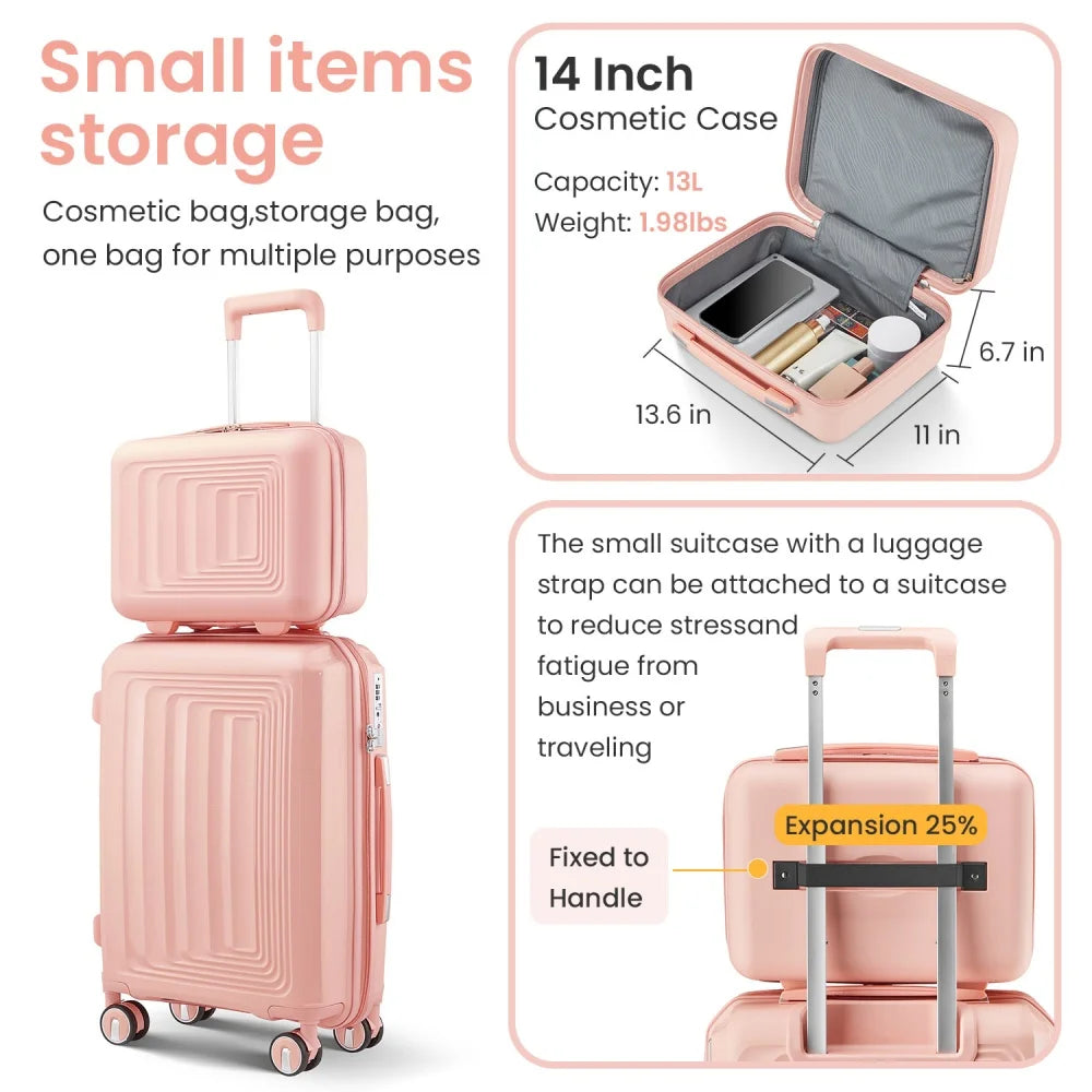 4 Piece Luggage Set Hard Shell Expandable Suitcases with Spinner Wheels TSA Lock Travel Suitcase Rolling Luggage 14/20/24/28Inch