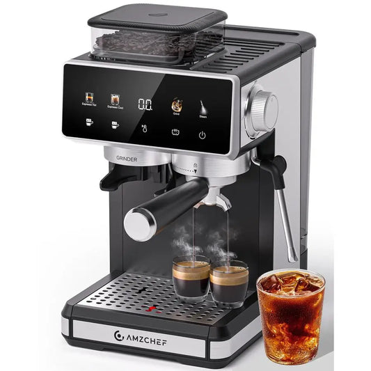20 Bar Espresso Machine with Grinder 3 Temp Coffee Machine with 20 Grinding Settings, Hot Cold Brew Espresso Maker with Milk Fro