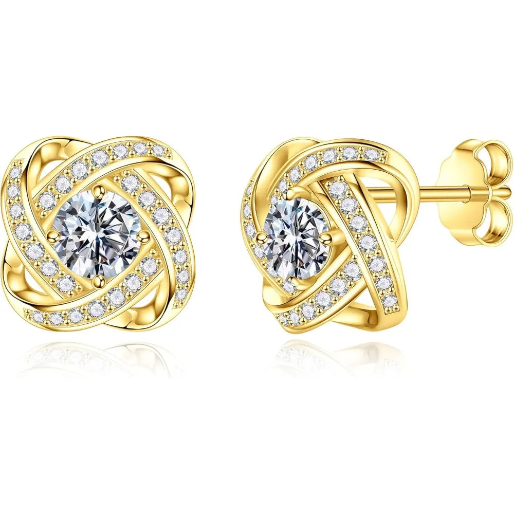 MOOSEA Moissanite Love Knot Earrings for Women, 1ct D Color VVS1 Clarity Lab Created Moissanite Earrings 925 Sterling Silver Stu