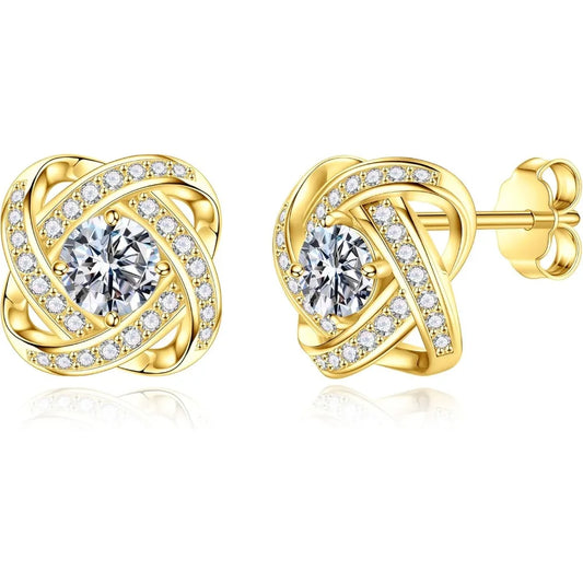 MOOSEA Moissanite Love Knot Earrings for Women, 1ct D Color VVS1 Clarity Lab Created Moissanite Earrings 925 Sterling Silver Stu