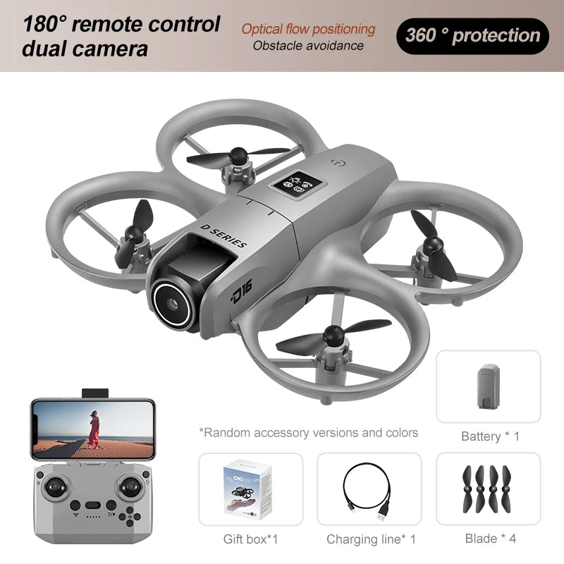 Drone with Optical Flow 180° Electric Adjustment Dual Camera Aerial Photography Quadcopter - Obstacle Avoidance Remote Control