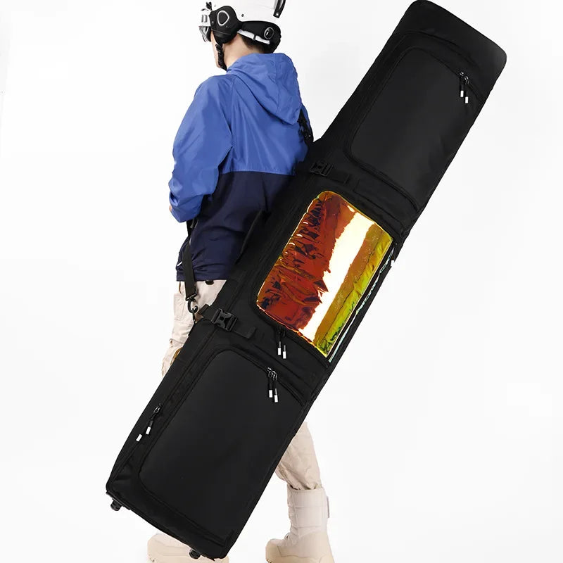 Ski Bag Snowboard Bag Wheeled Carrier Bag Carry Case Snowboard Backpack Ski Equipment Bag for Winter Sports Outdoor Skiing