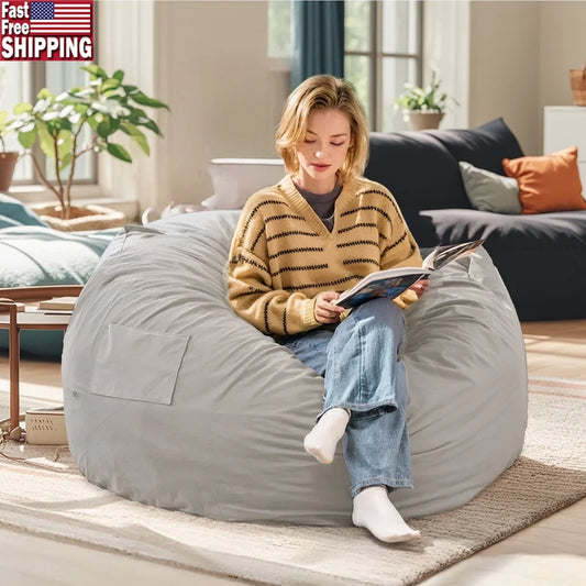 Oversized 3FT Bean Bag Chair with Soft Removable Cover Foam Filled Comfortable Sofa Living Room Bedroom Dorm Gaming Relaxing