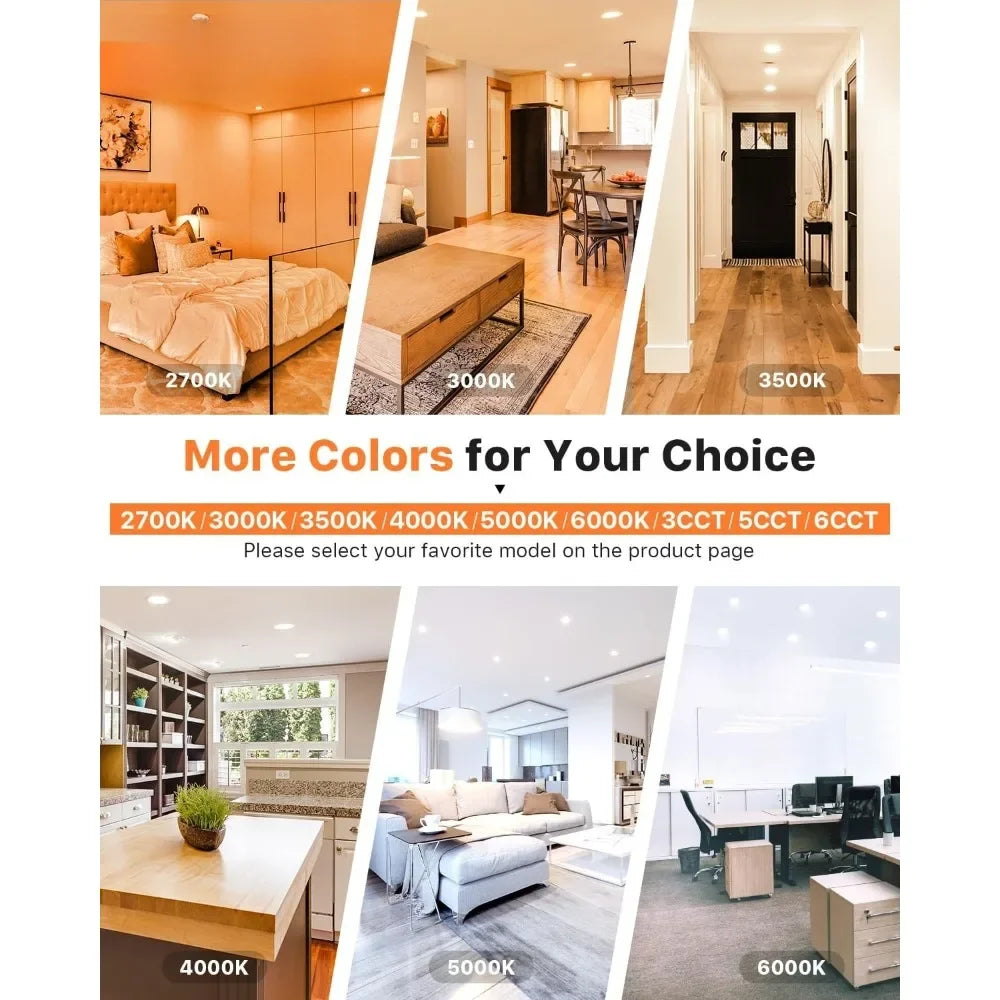 24-Pack 6" Ultra-Slim LED Recessed Ceiling Light with Junction Box, 3000K Warm White Light, 12W 110W Eqv, Dimmable