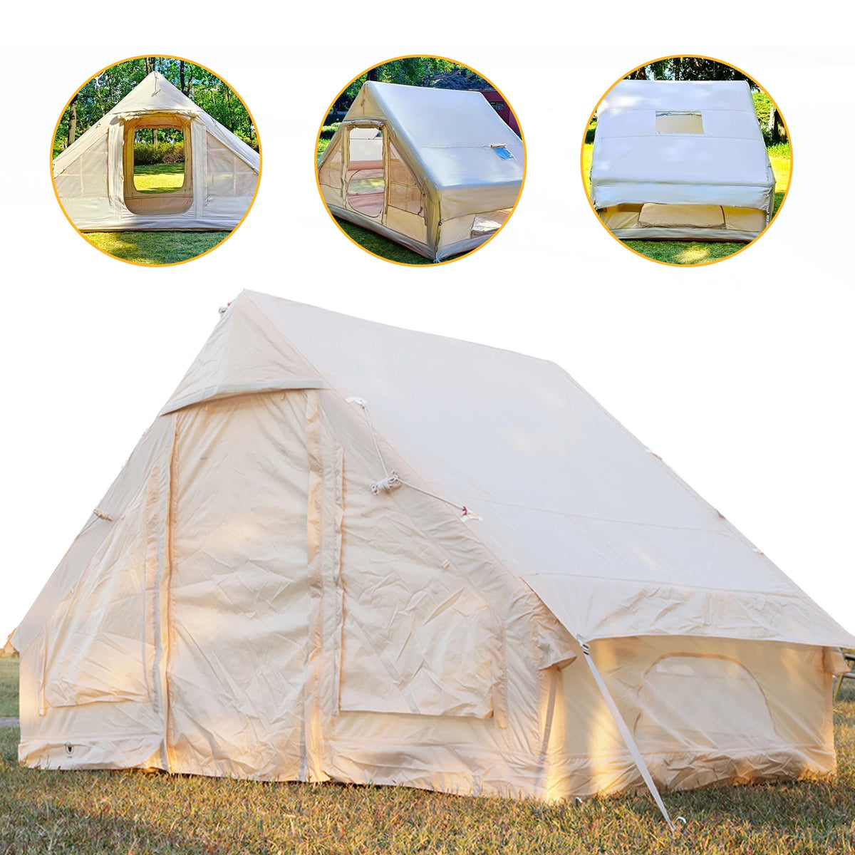 4-6 Person House Instant Glamping Camping Tents House Breathable Self-Supporting Air Tent Oxford Fabric for Adults Travel Hiking